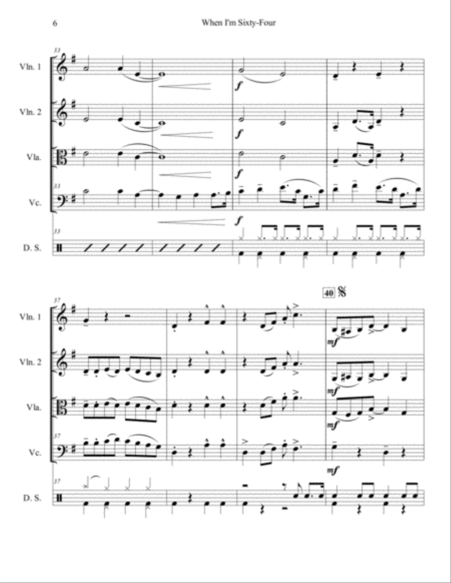 When I'm Sixty-four String Trio scores gallery preview page 6