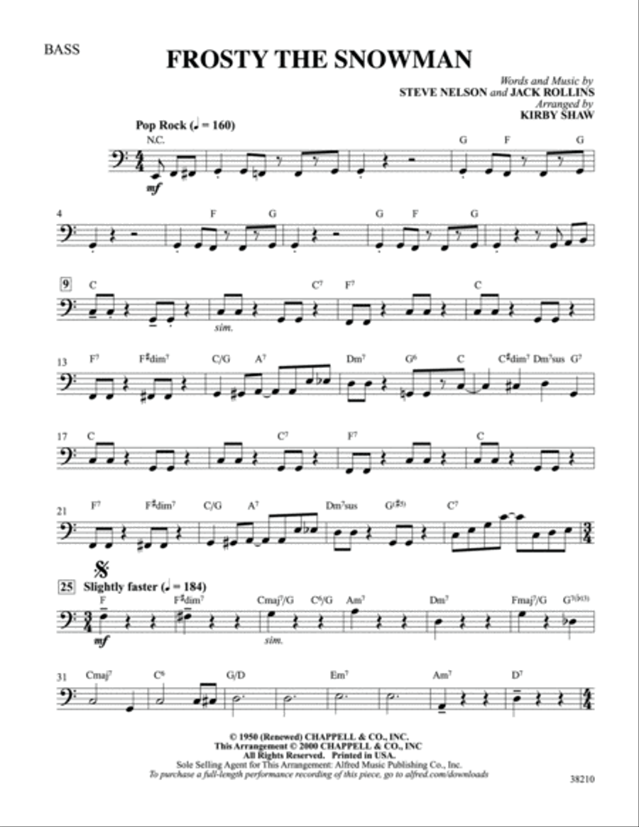 Frosty the Snowman: String Bass Double Bass scores gallery preview page 1