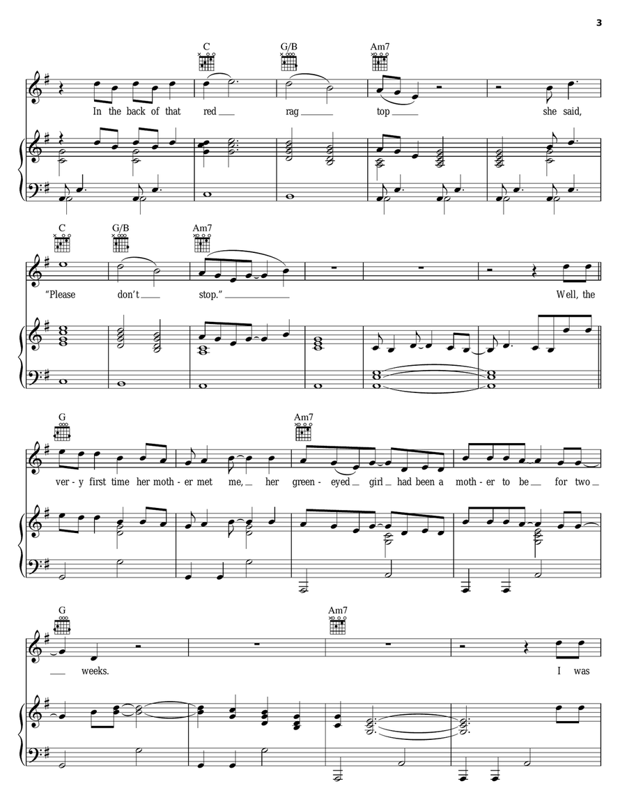 Red Rag Top Piano, Vocal, Guitar scores gallery preview page 3