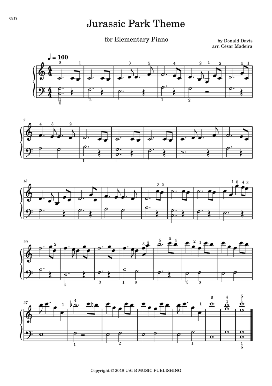 Jurassic Park Iii Easy Piano scores gallery preview page 1
