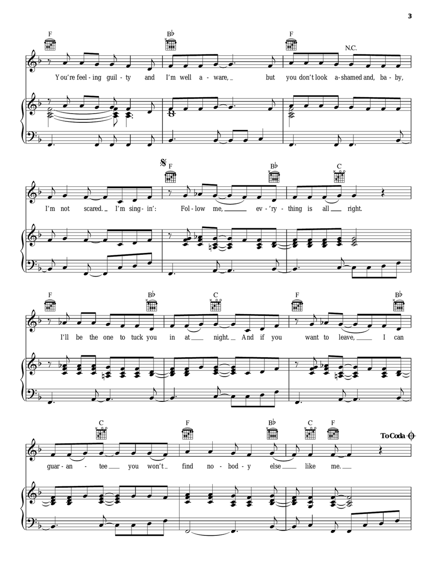Follow Me Piano, Vocal, Guitar scores gallery preview page 3