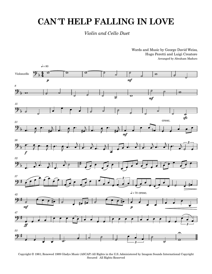 Can't Help Falling In Love String Duet scores gallery preview page 5