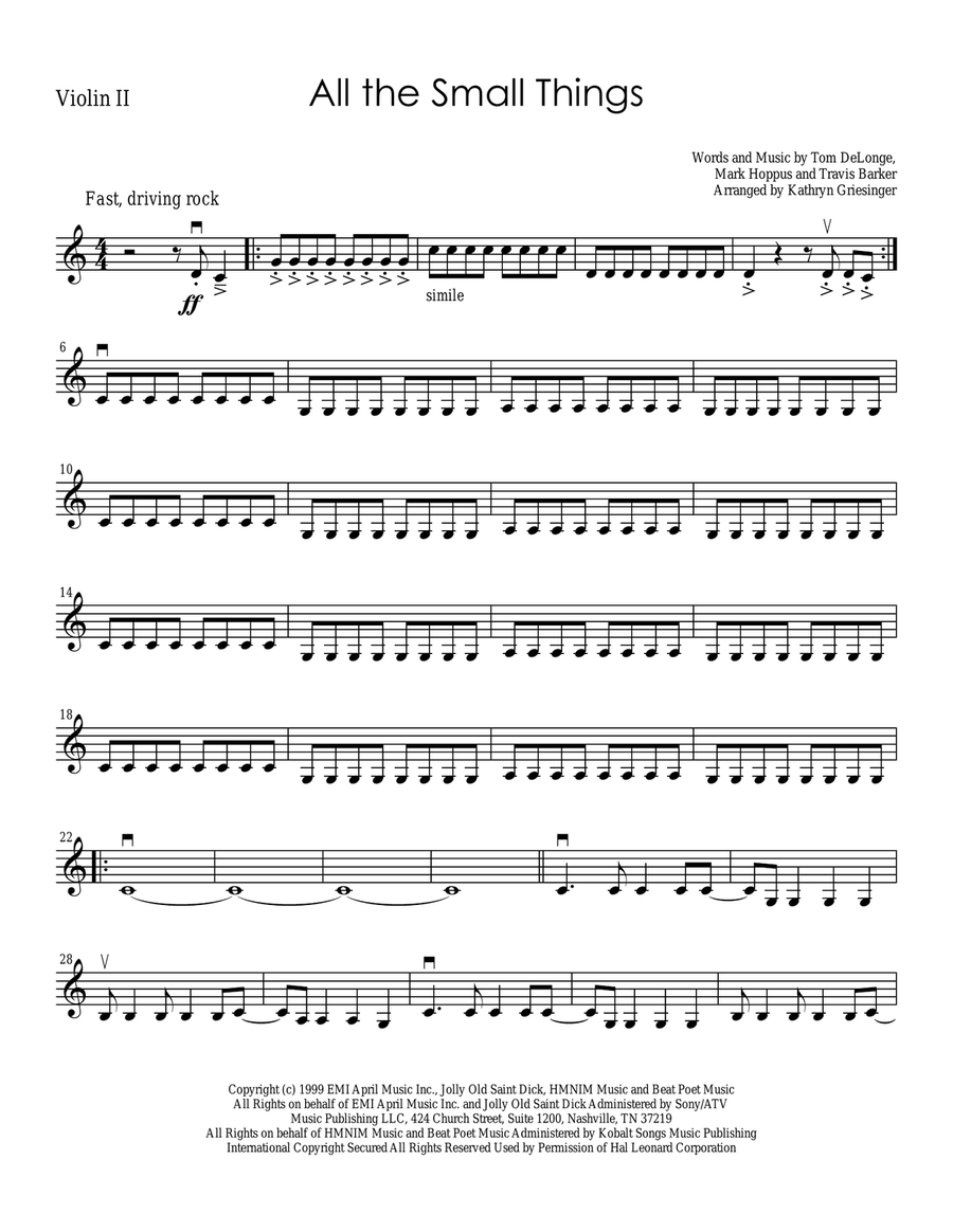 All The Small Things String Quartet scores gallery preview page 3