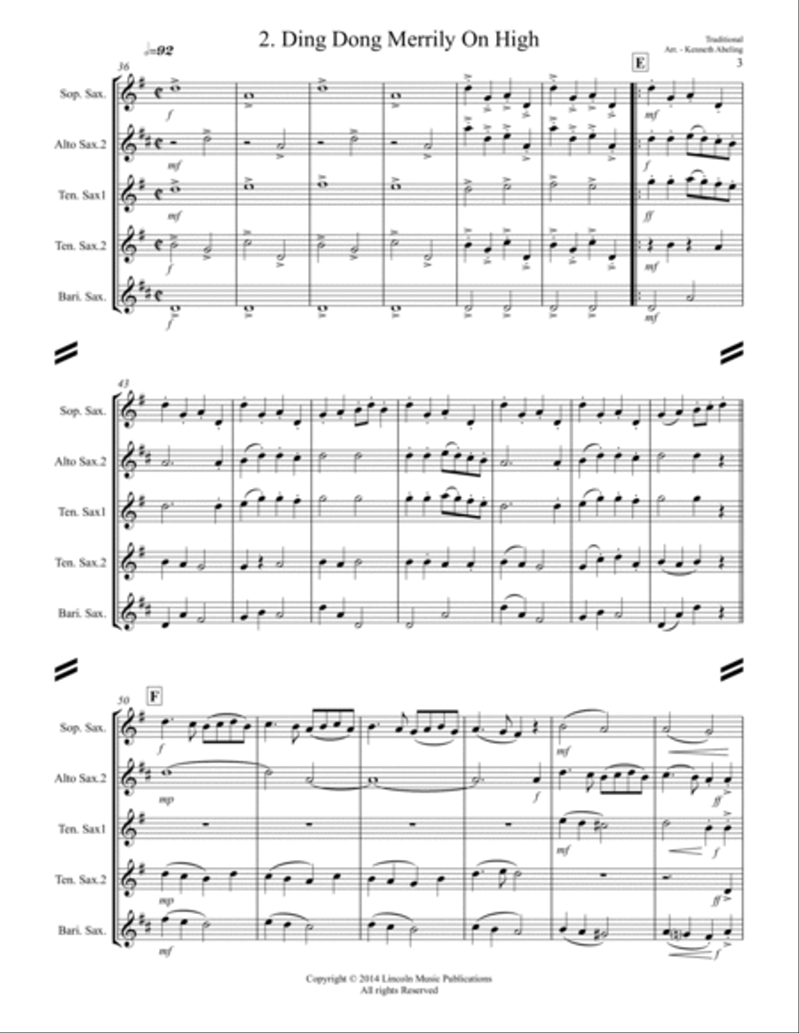 20 Traditional Christmas Carols Volume II (for Saxophone Quintet SATTB or AATTB) Saxophone Quintet scores gallery preview page 4