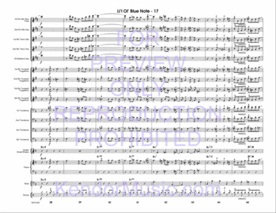 Li'l Ol' Blue Note (Full Score) Jazz Ensemble scores gallery preview page 18