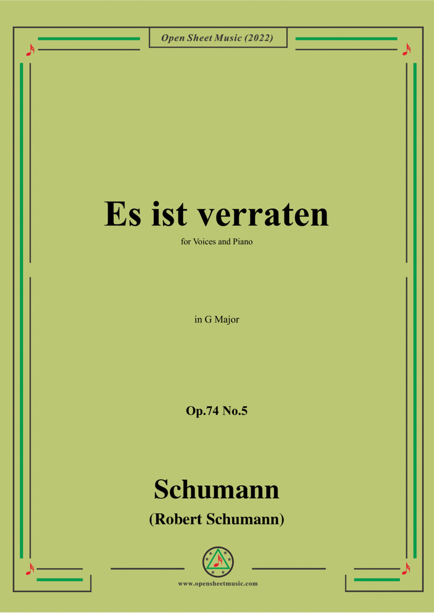 Schumann-Es ist verraten,Op.74 No.5,in G Major image number null