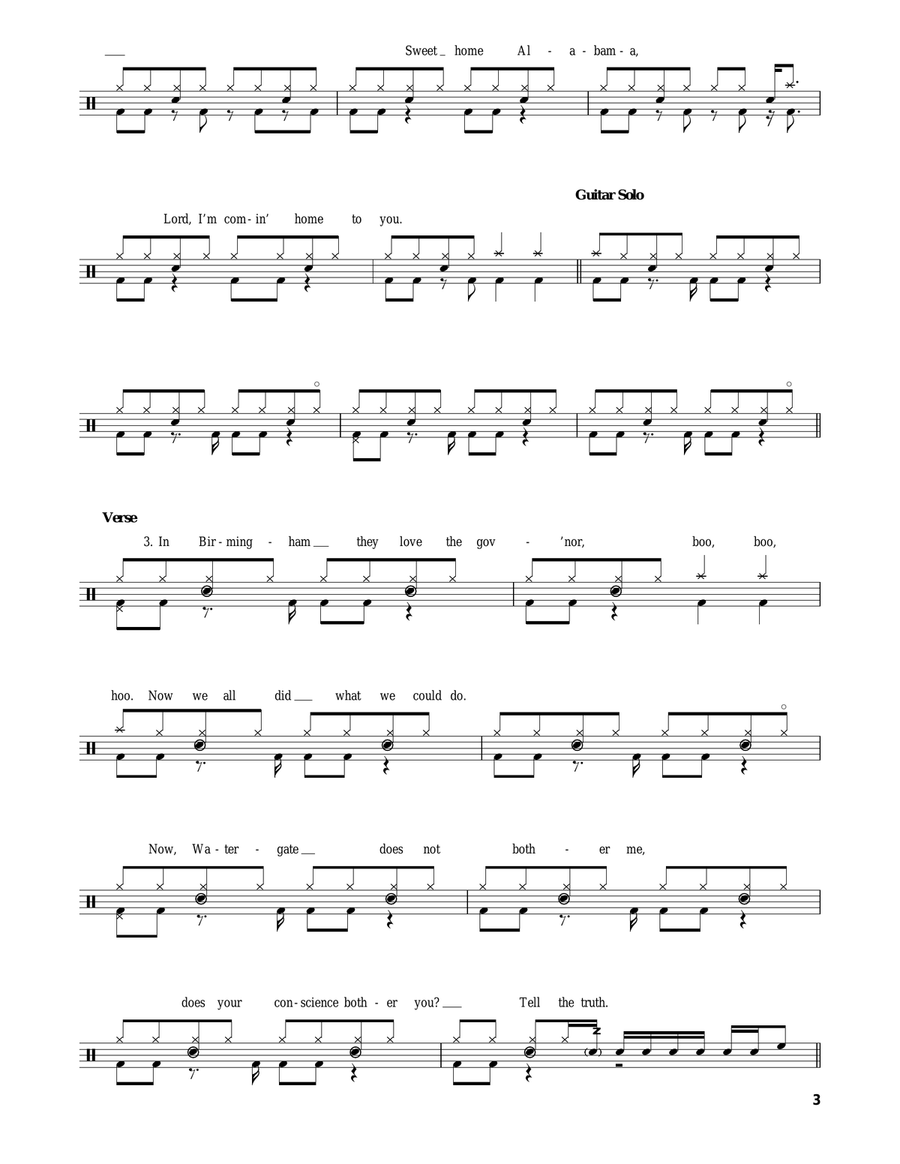Sweet Home Alabama Sweet Home Alabama Percussion scores gallery preview page 3