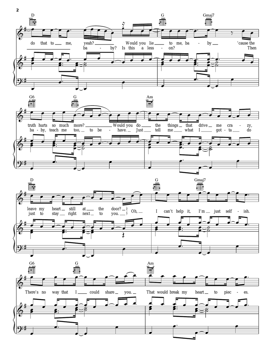 Die In Your Arms Piano, Vocal, Guitar scores gallery preview page 2