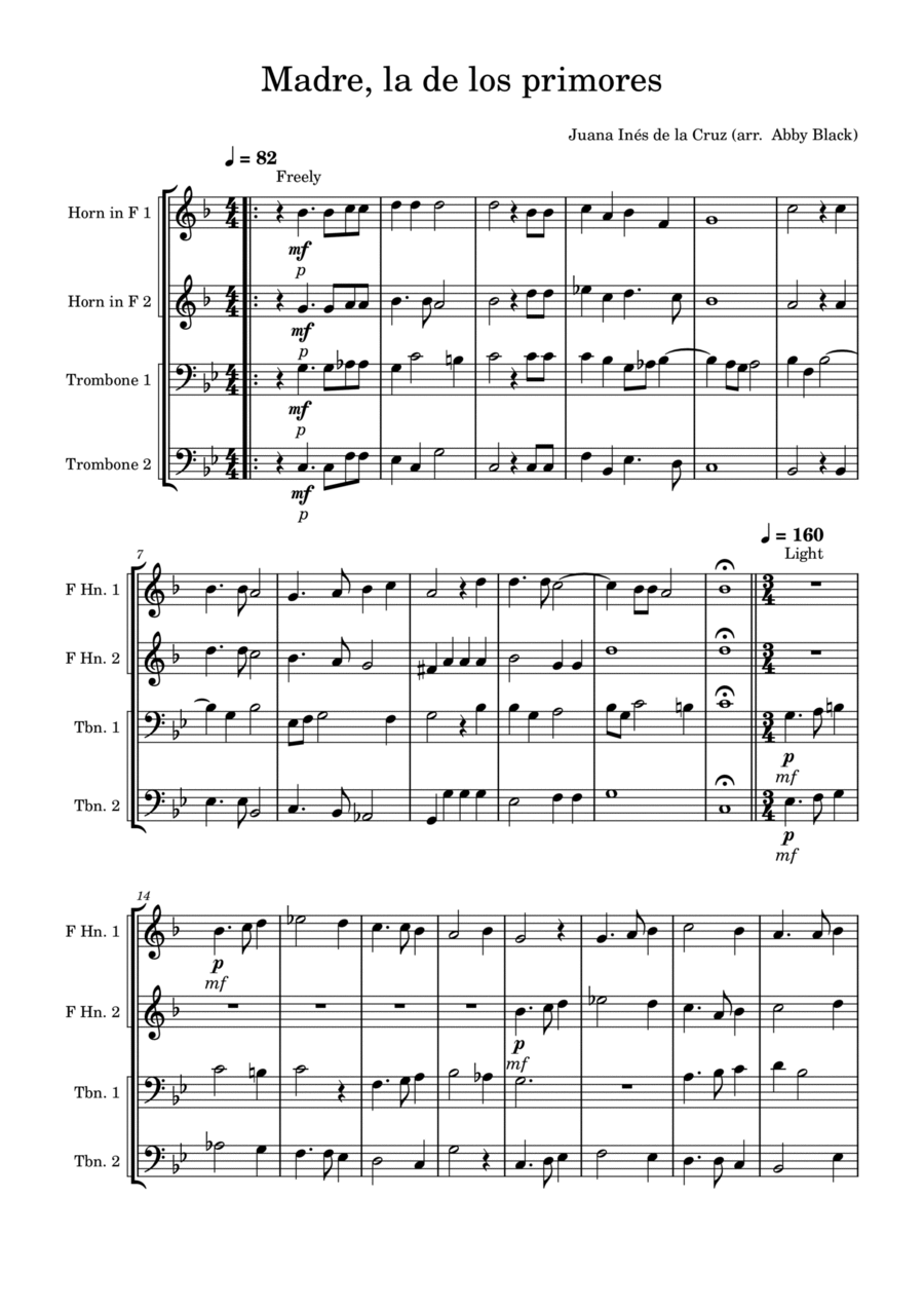 Madre, la de los primores Brass Quartet scores gallery preview page 1