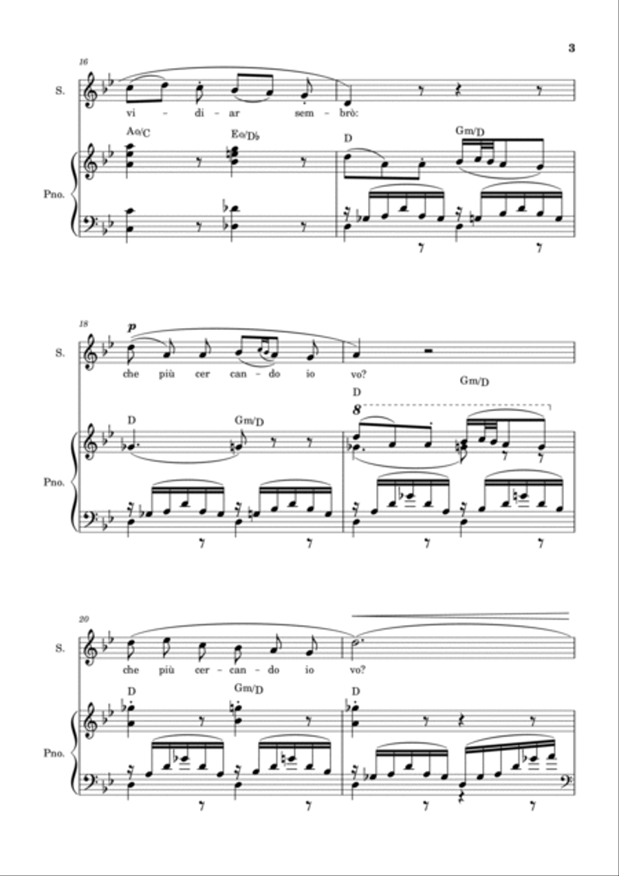 Una Furtiva Lagrima (Soprano in Gm) Piano, Vocal, Guitar scores gallery preview page 3