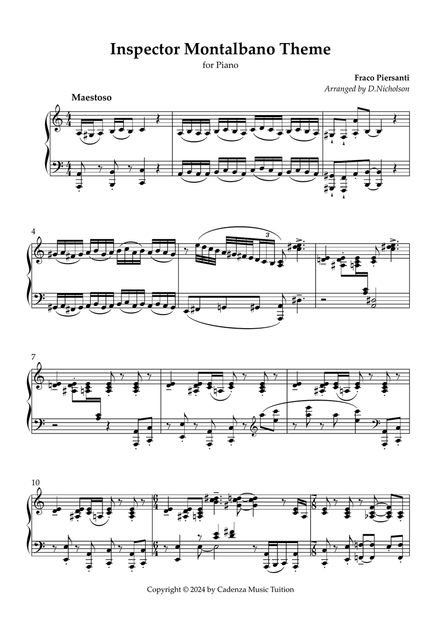 Commissario Montalbano Piano Solo scores gallery preview page 1