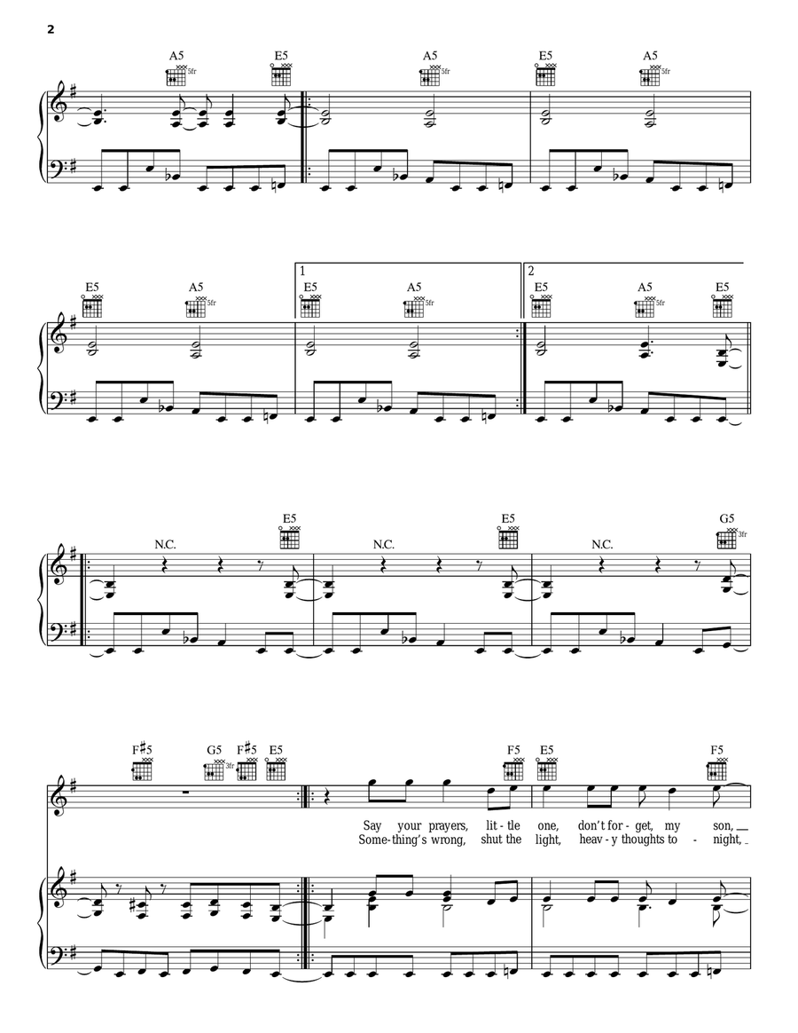 Enter Sandman Piano, Vocal, Guitar scores gallery preview page 2