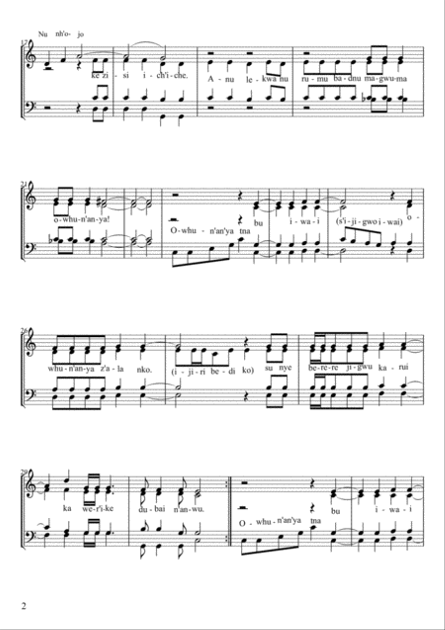 Aka Enwne gholam aka badnu (Ikwerre Song) 4-Part scores gallery preview page 2