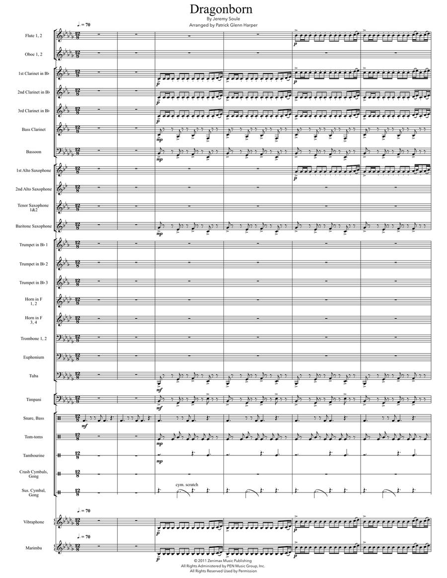 Dragonborn (skyrim Theme) Concert Band scores gallery preview page 2