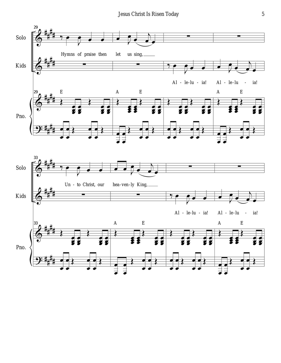 Jesus Christ Is Risen Today Unison Choir scores gallery preview page 5