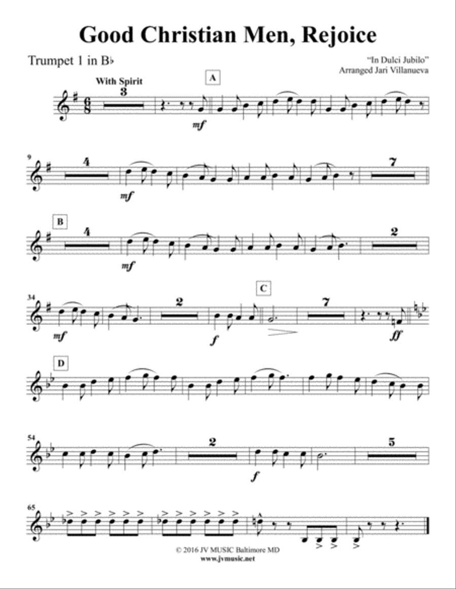 Good Christian Men, Rejoice for Brass Quintet (In Dulci Jubilo) Brass Quintet scores gallery preview page 5