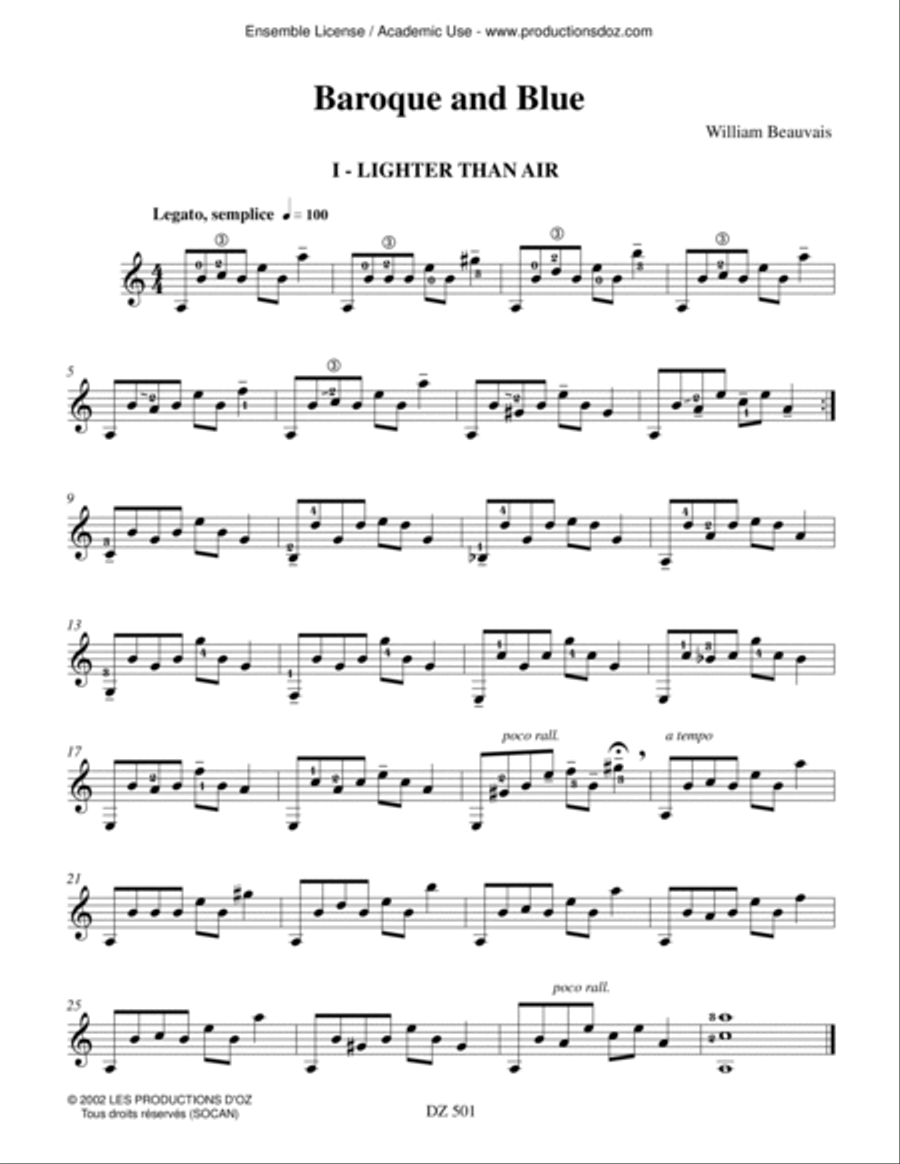 Baroque and Blue Classical Guitar scores gallery preview page 3