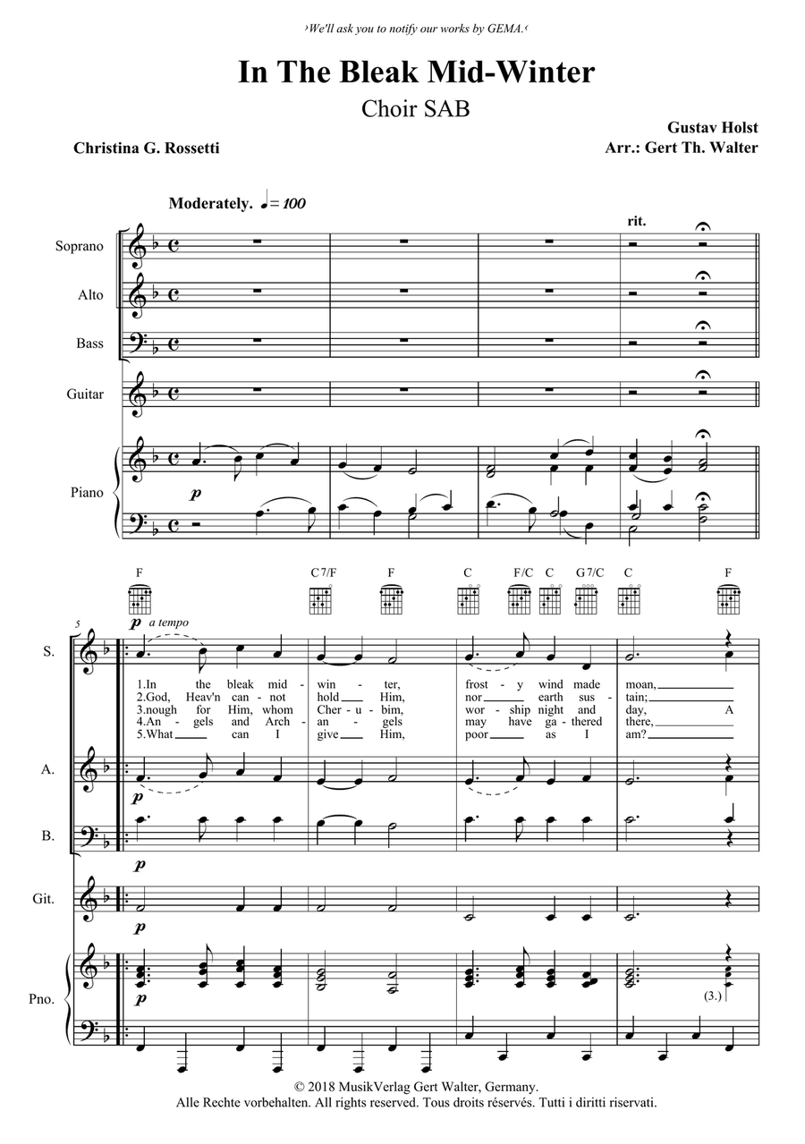 In The Bleak Mid-Winter 3-Part scores gallery preview page 1
