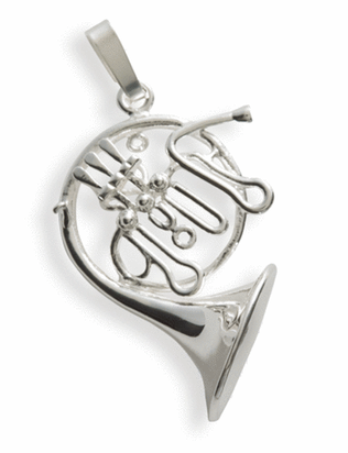 Silver pendant : french horn