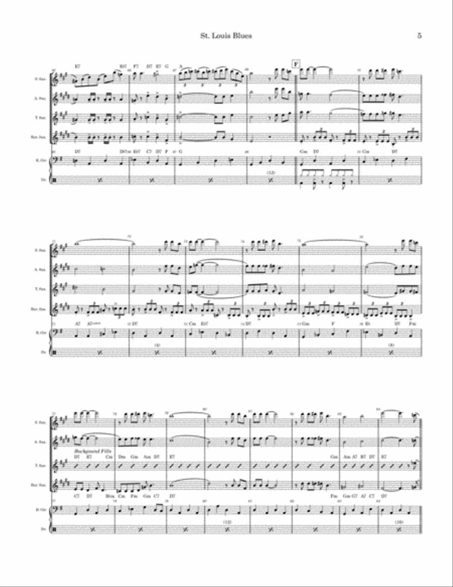 St. Louis Blues (Sax Quartet) Saxophone Quartet scores gallery preview page 5