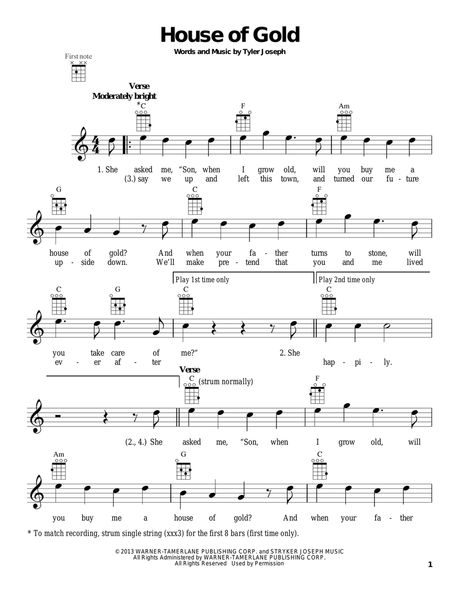 House Of Gold Ukulele scores gallery preview page 1