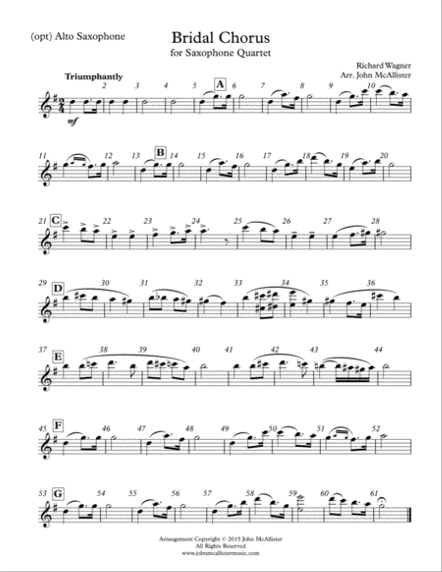 Wedding March for Saxophone Quartet Saxophone Quartet scores gallery preview page 4
