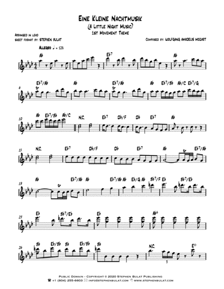 Eine Kleine Nachtmusik (Mozart) - Lead sheet (key of Ab)