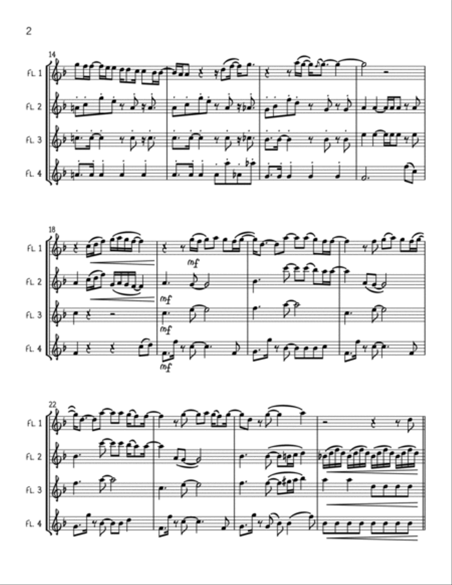 Murder On The Dancefloor Flute Quartet scores gallery preview page 2