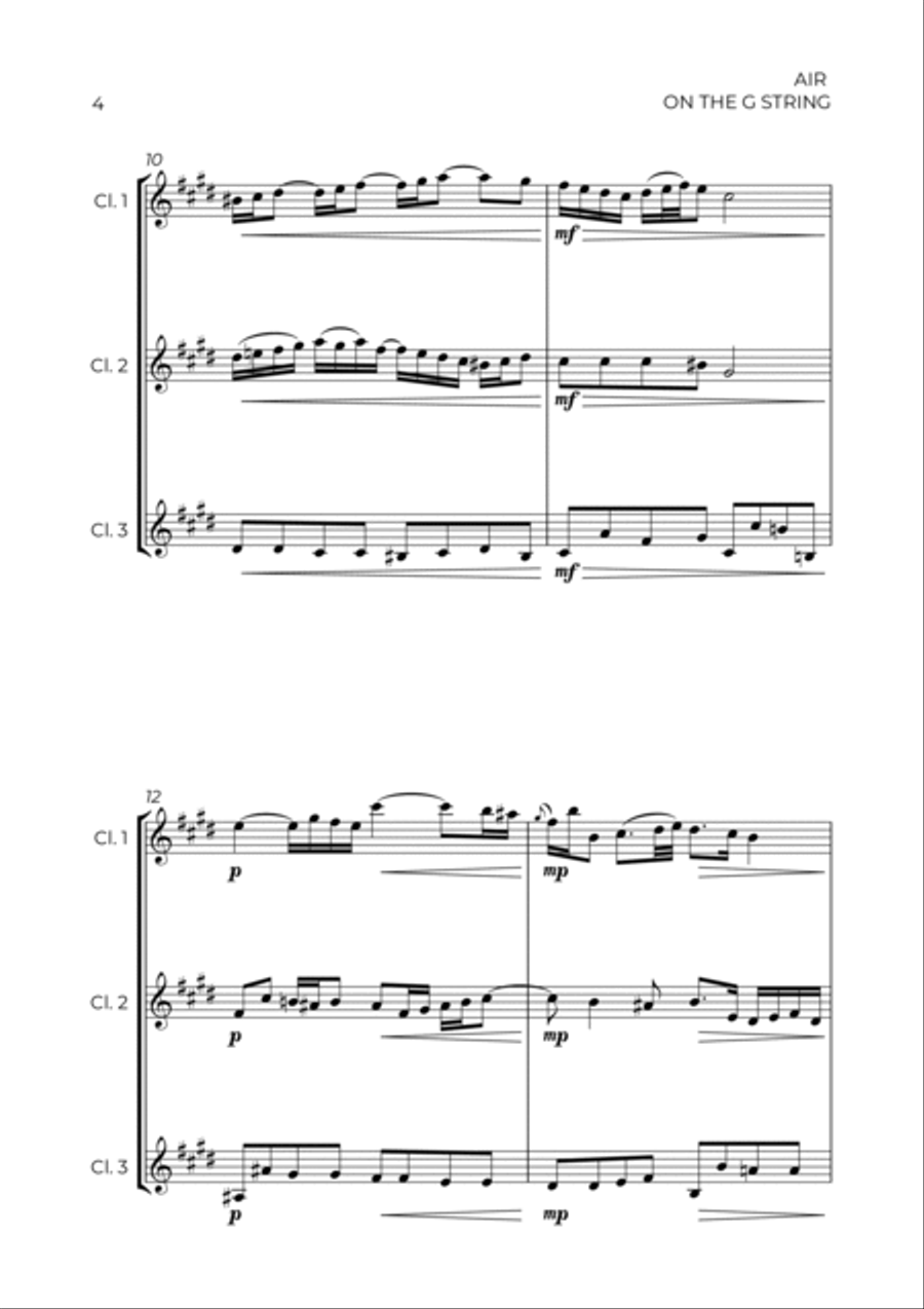 AIR ON THE G STRING - CLARINET TRIO Clarinet Trio scores gallery preview page 4