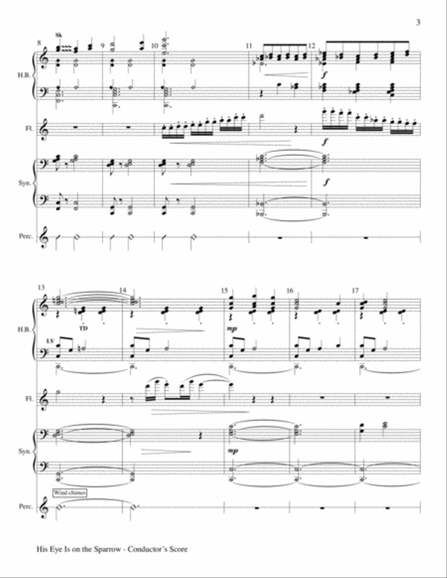 His Eye Is on the Sparrow Handbell Choir scores gallery preview page 3