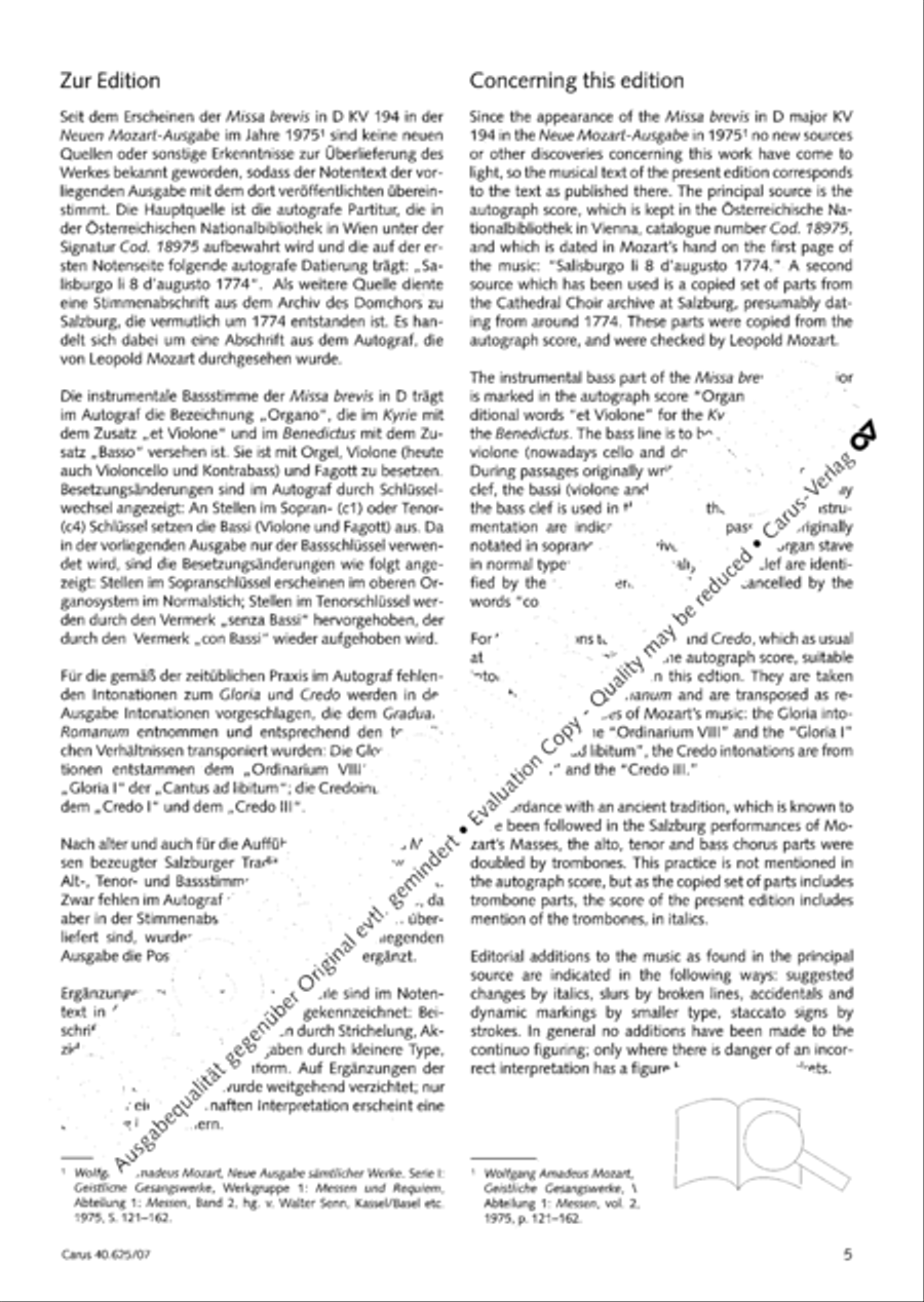 Missa brevis in D Major, K. 194 4-Part scores gallery preview page 6