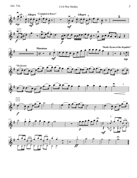 Civil War Medley for Mixed-Level String Orchestra with Snare Extra Parts