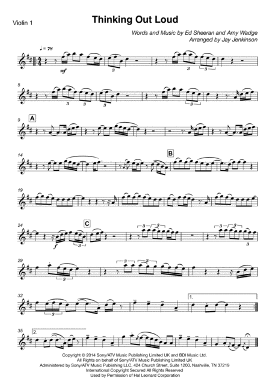 Thinking Out Loud String Quartet scores gallery preview page 2