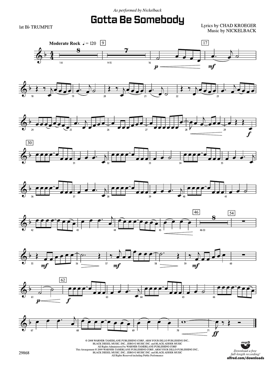 Gotta Be Somebody: 1st B-flat Trumpet