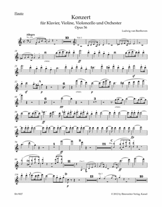 Book cover for Concerto for Piano, Violin, Violoncello and Orchestra C major op. 56 'Triple Concerto'