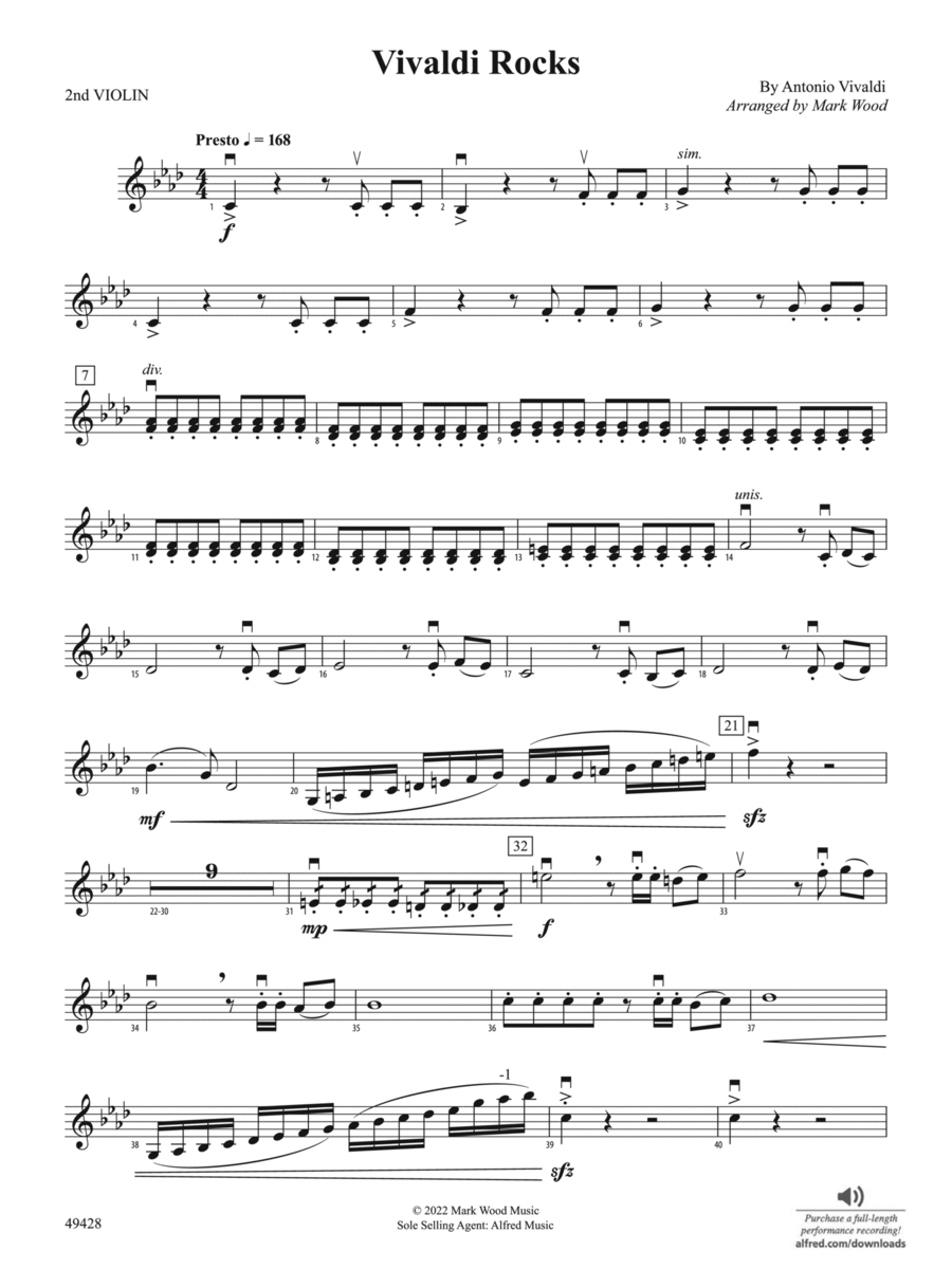 Vivaldi Rocks: 2nd Violin String Orchestra scores gallery preview page 1