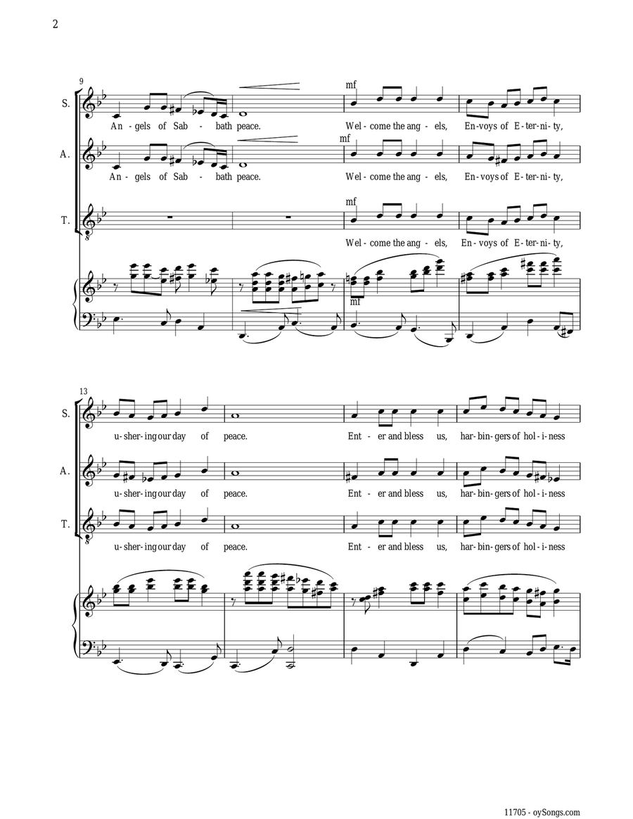 Peace for the Sabbath 4-Part scores gallery preview page 2