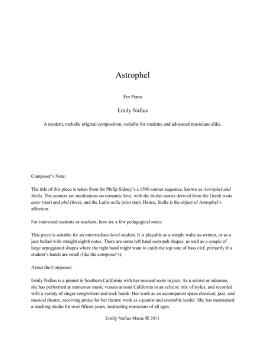 Astrophel - for Solo Piano Piano Solo scores gallery preview page 2