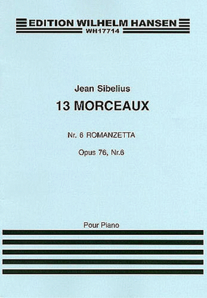 Book cover for Jean Sibelius: 13 Pieces Op.76 No.6 'Romanzetta'