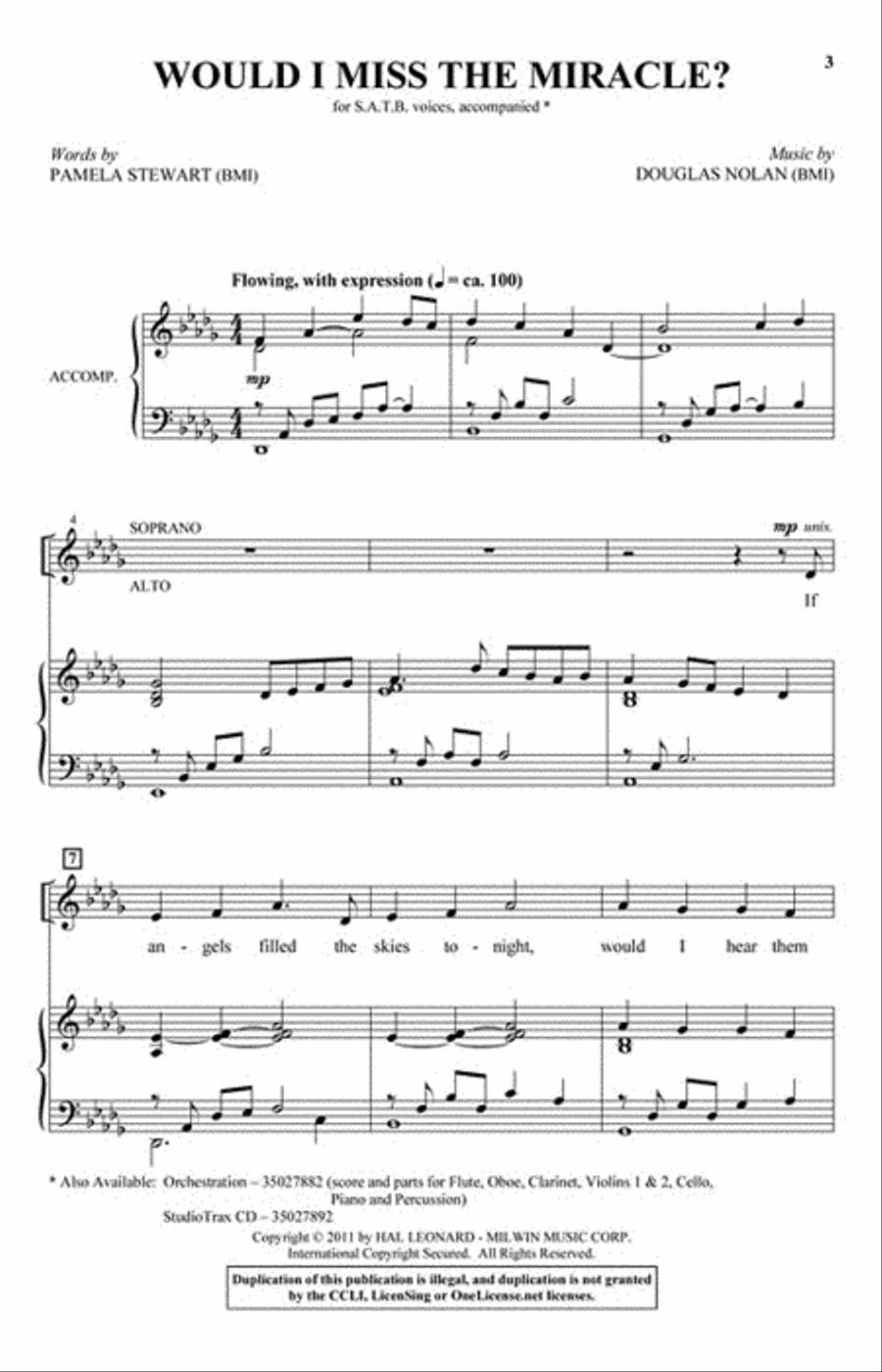 Would I Miss the Miracle? 4-Part scores gallery preview page 2
