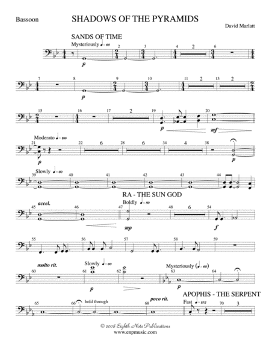 Shadows of the Pyramids: Bassoon Concert Band scores gallery preview page 1