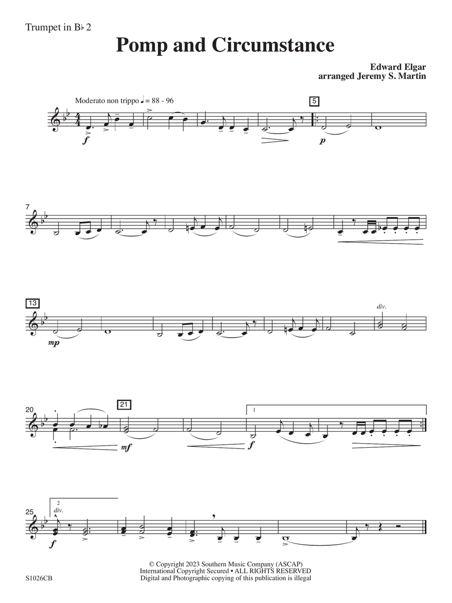 Pomp and Circumstance (Easy) (arr. Jeremy Martin) - Trumpet 2 Concert Band scores gallery preview page 1