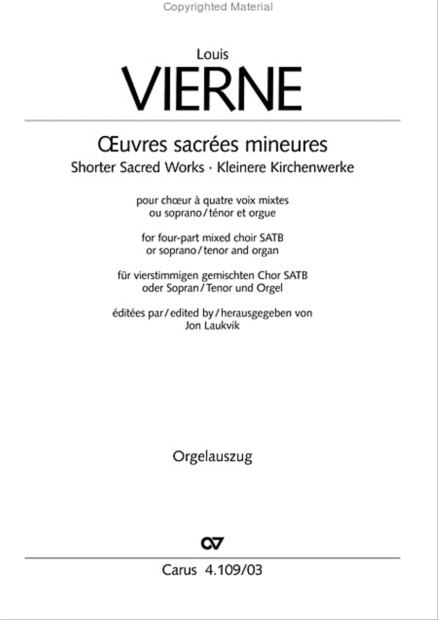 Shorter sacred works. Vol. 15 of the Vierne Complete Edition (Vierne: Kleinere Kirchenwerke. Bd. 15 der Vierne-Gesamtausgabe) Organ scores gallery preview page 2