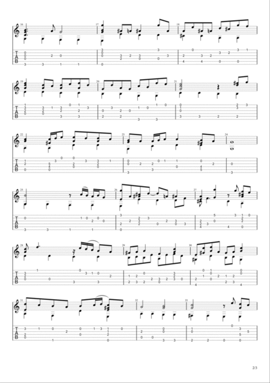 Air on a G String (Air from Orchestral Suite No. 3 in D major, BWV 1068) Classical Guitar scores gallery preview page 2