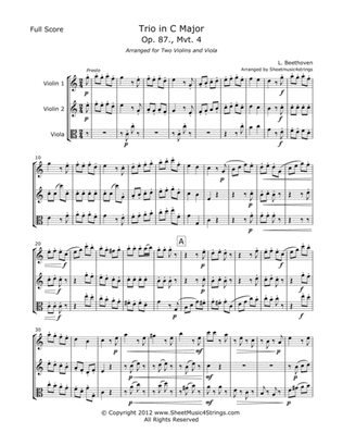 Book cover for Beethoven, L. - Trio Op. 87 (Mvt. 4) for Two Violins and Viola