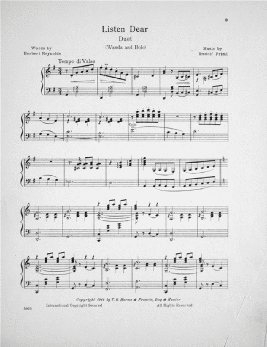 Listen Dear. Duet Voice scores gallery preview page 2
