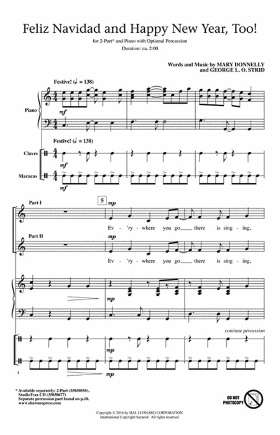 Feliz Navidad and Happy New Year, Too! 2-Part scores gallery preview page 2