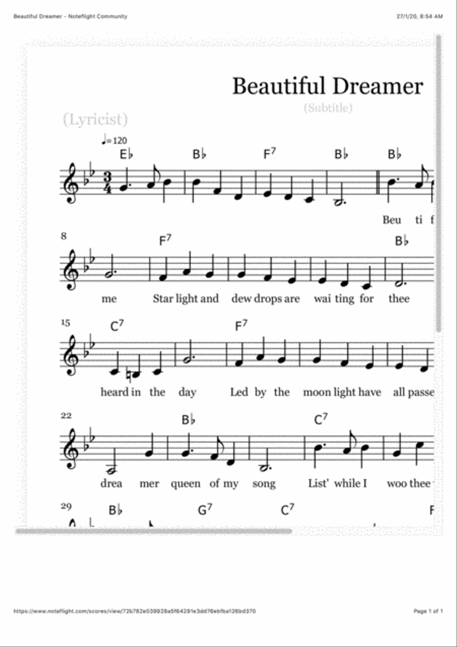 Beautiful Dreamer Beautiful Dreamer Small Ensemble scores gallery preview page 1