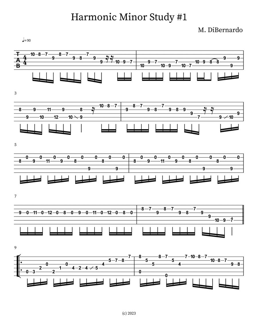 Harmonic Minor Study #1 Acoustic Guitar scores gallery preview page 1