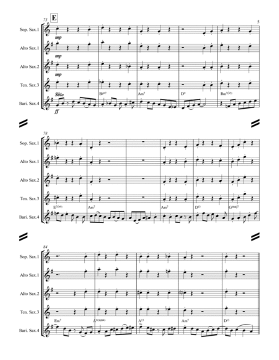 I'll Be Home For Christmas Saxophone Quartet scores gallery preview page 6